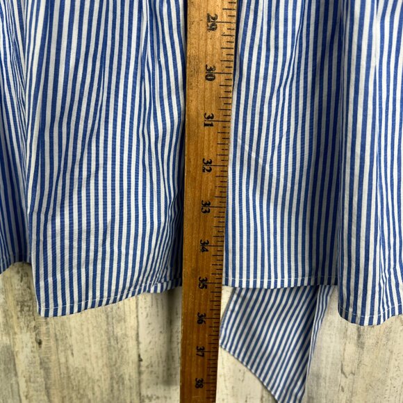 J. Crew Womens Dress S Blue Striped Stretch Cotton Poplin Tiered Button Front - Picture 12 of 13